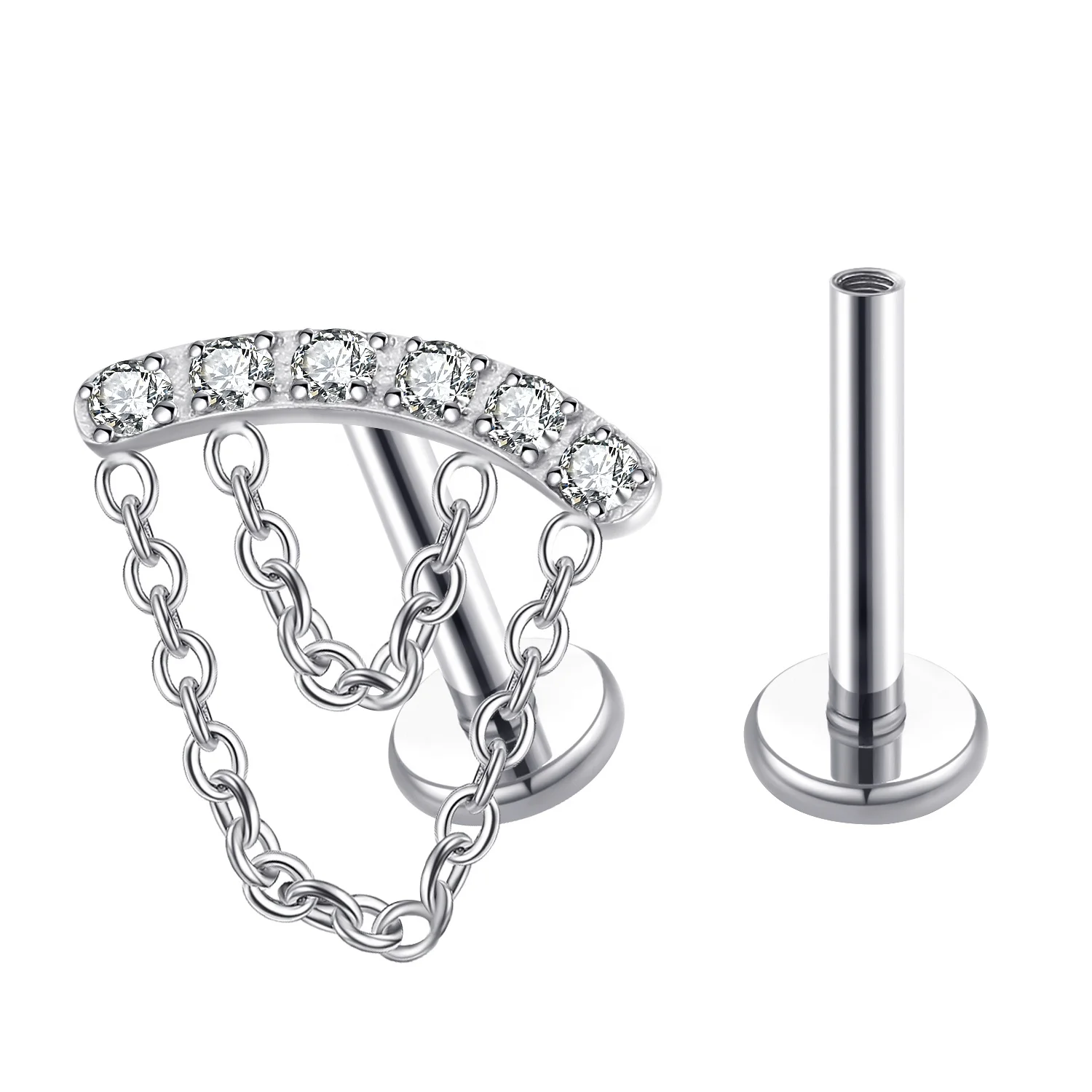 G23, титановые серьги-гвоздики для хряща, 16 г