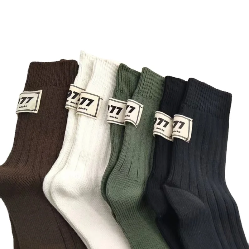 Модные Универсальные однотонные женские носки YUELI средней длины, мягкие удобные тканевые носки с задним каблуком
