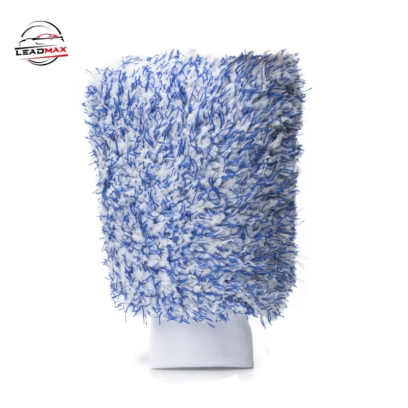 Car Wash Mitt Works as Car Wash Sponge, Microfiber Blue Custom Logo Microfiber Car Cleaning Glove Car Washer,glove Washing Glove
