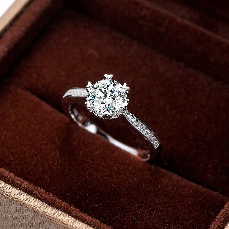 Ice crushed cut CZ Sterling Silver Engagement Ring 6.5mm Jewelry Supplier Plated Gold Holycome Jewelry Factory