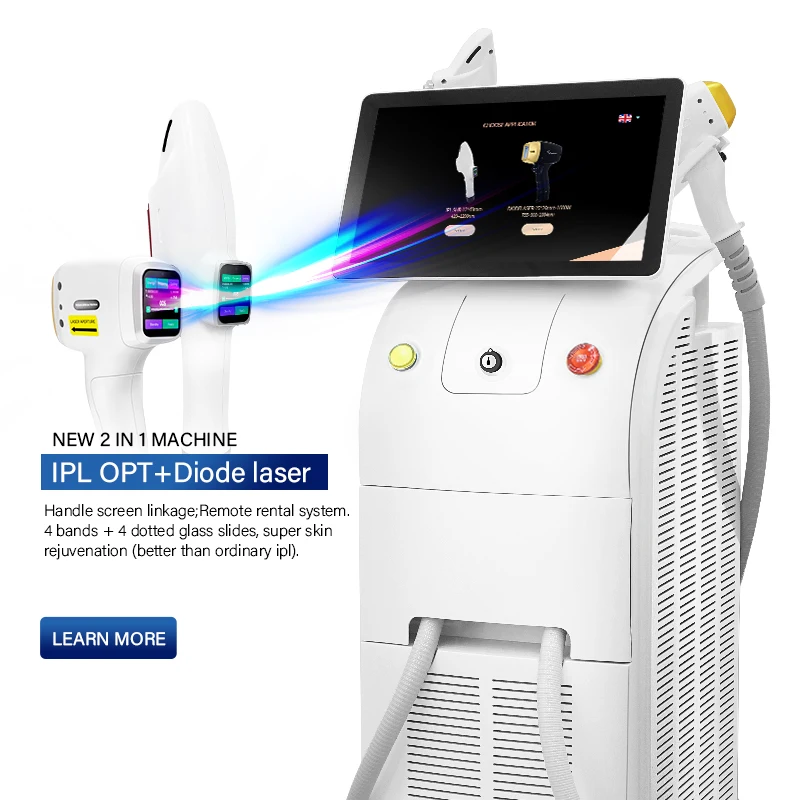 2024 IPL + Diode laser 4 wavelengths titanium  ice hair removal unlimited flashes skin care machine