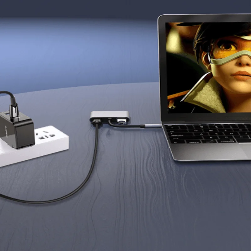 4 in 1 USB C to 4K HD MI Hub with USB3.0 and Type C PD Charge  Pro and Nintendo Switch and Samsung S20 S21 and more