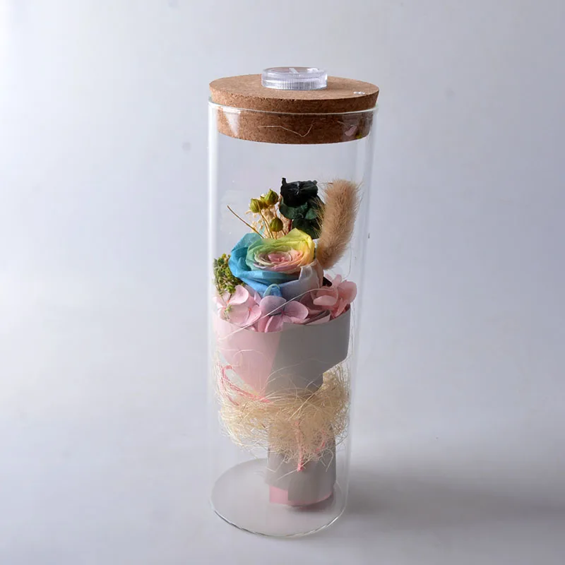 Сияющая Подарочная бутылка для желаний стеклянный купол с сохраненными цветами на День святого Валентина