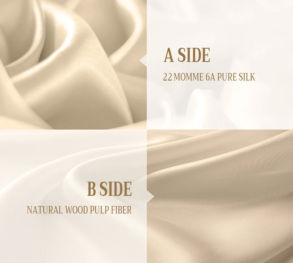22 Momme Hidden Zipper pure silk pillowcase Mulberry silk pillow case  22 Momme Hidden Zipper Double Side Silk/Wood Pulp Fiber