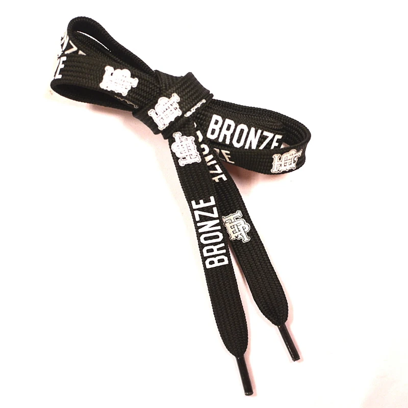 Wholesale Fashion Cheap Boys Shoelace Customised Heat Transfer Printed Shoelaces Aglets White Polyester For Sneakers Vintage