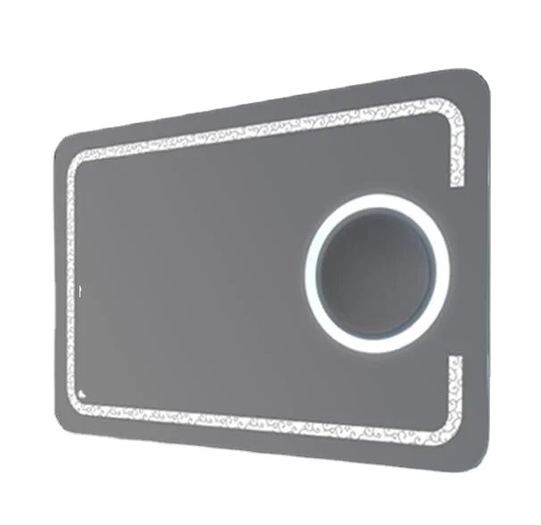 Entop  bathroom with antifogger Led backlit mirror Rectangle illuminated mirror with magnifier Convenient mirror for shaving