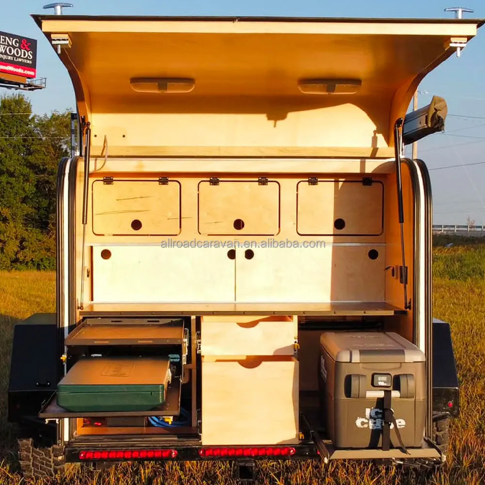 4x4 Mini Small Car Camping Trailer Aluminium caravan Cheap off Road Teardrop Travel Camper Trailer