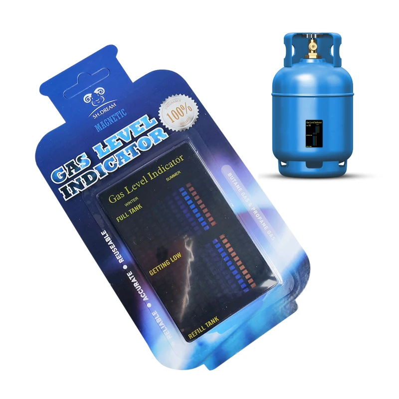 Wholesale OEM Stock Blister Card   LPG Rectangle LCD Gas Level Tester Clear Showing Magnet Indicator for Household Use