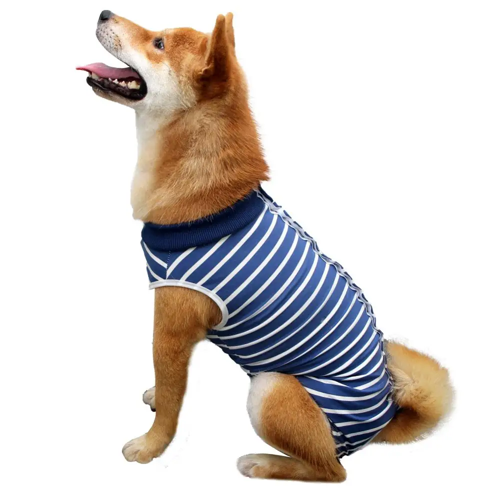 
Professional Fashion Winter Blue Strip Pet Surgical Surgery Clothes For Cat And Dogs Recovery Suit 