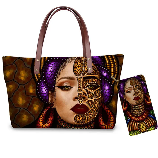 Wholesale Ethnic Style African Girls Pattern Purses And Handbags Women Luxury Shoe and Handbag Sets Well Designer Handbag Purse