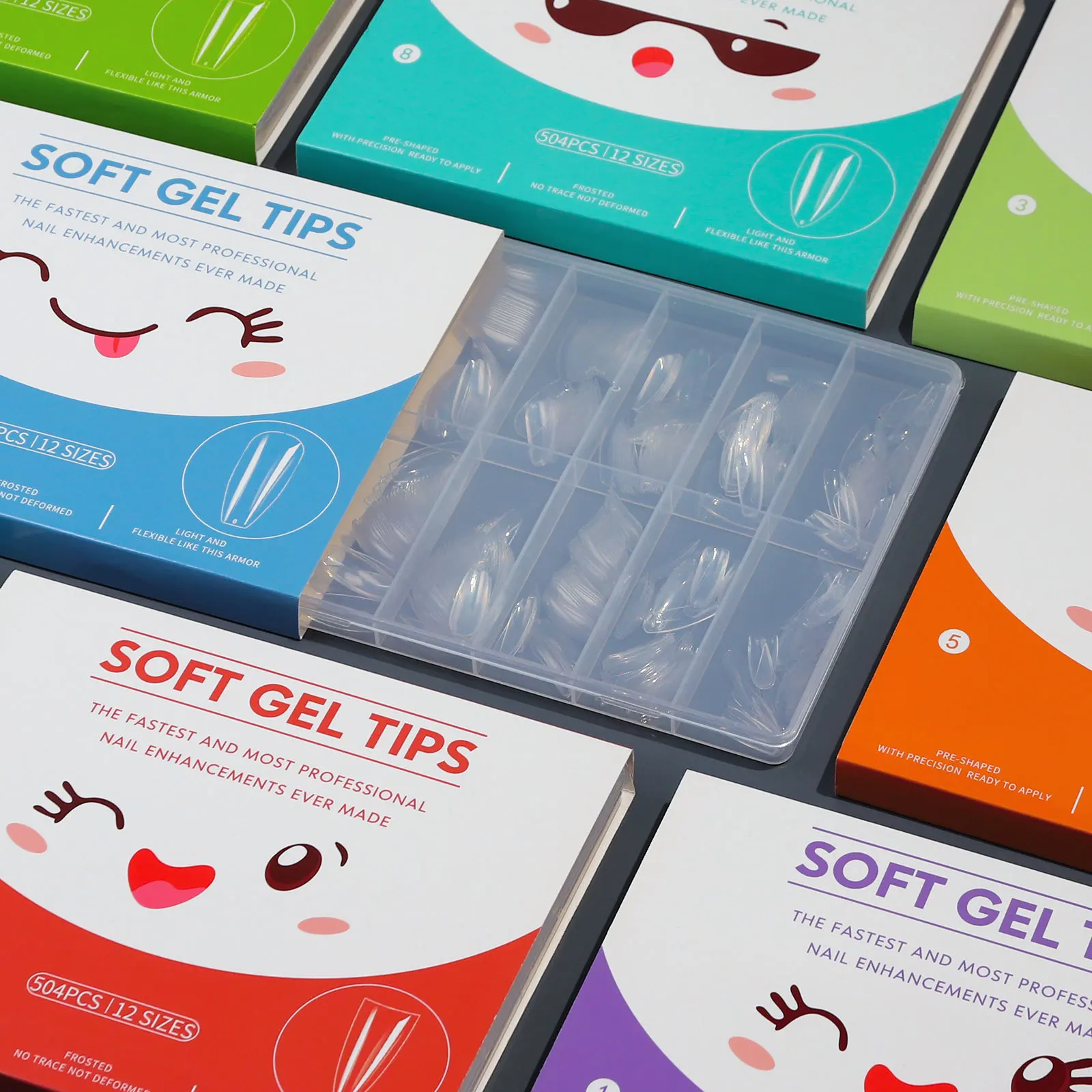 T6 Transparent full cover nail tip water drip almond ballet press on nail mixed type nail tips wholesale