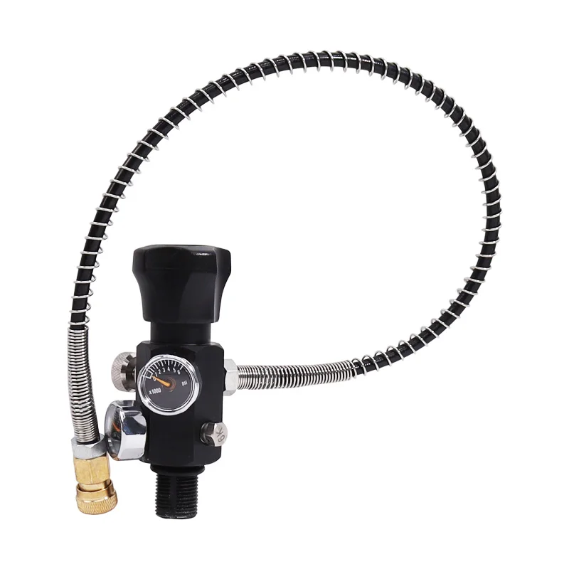 5/8-18UNF or M18*1.5 or 7/8-14UNF Paintball Fill Station Paintball Pcp air  Charging Valve Dual Gauge with 50cm Hose