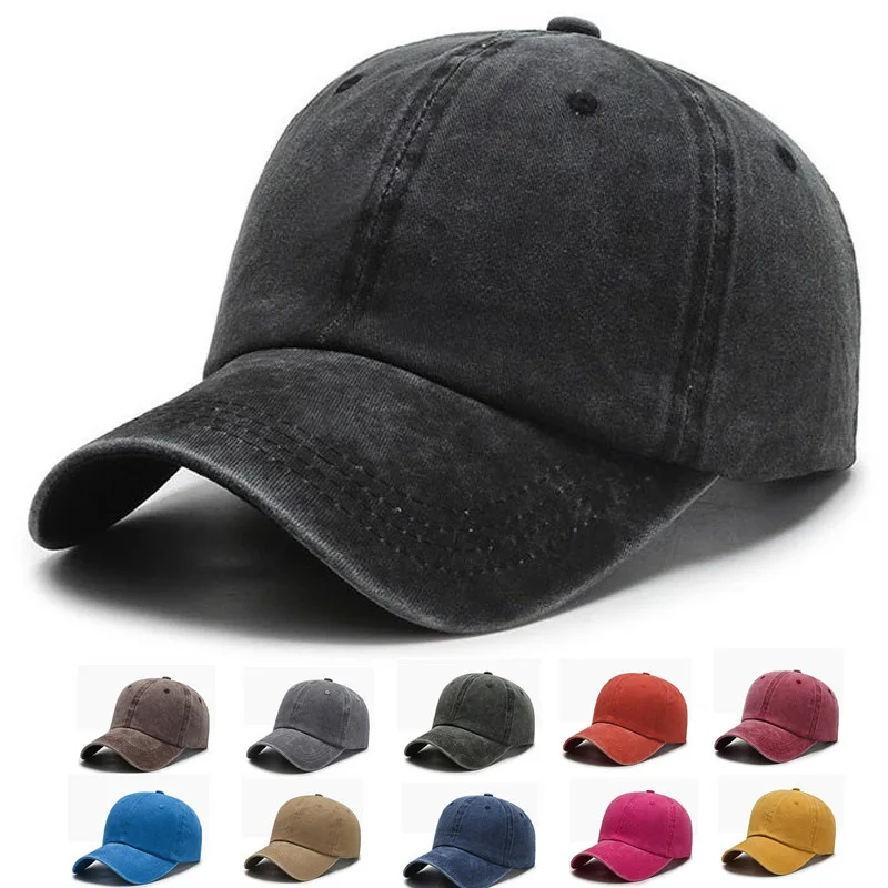 Custom Vintage Retro 6 Panel Distressed Stone Washed 12 Colors Cotton Chino Blank Toddler Boy Baseball hat