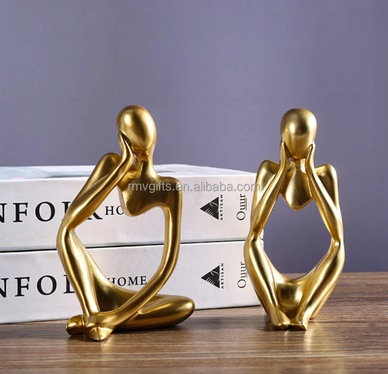 Home Decor Resin Statue Thinker Style Decoration Abstract Sculptures Collectible Figurines for Modern Office Shelf Desktop