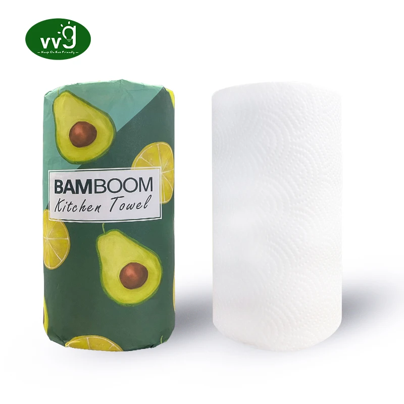 VVG Wholesale Bamboo Fiber Reusable Kitchen Paper Towel Roll 100% Biodegradable Kitchen Clean Paper Dishcloth