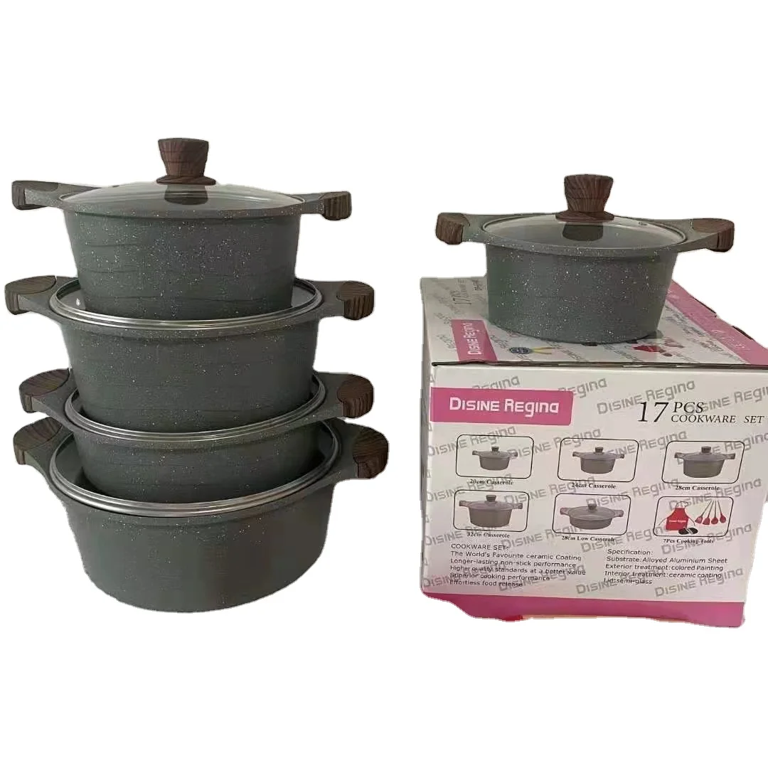 Factory Direct Detachable Handle Cookware Set Other Cookware 17pcs Pot Set Casserole Deep Fry Pan