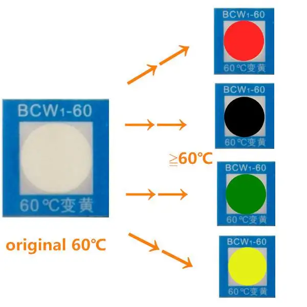 Self adhesive Temperature label 60C 70C 80C 90C 100C irreversible color changing high temperature sticker heat sensitive labels