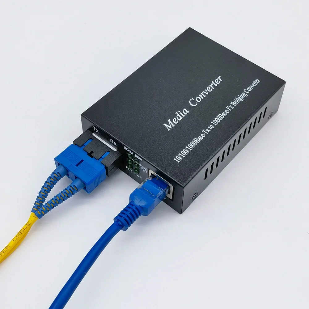 Gigabit Ethernet Media Converter, Multi Mode Dual SC Fiber to Ethernet Converter, 550m-2km