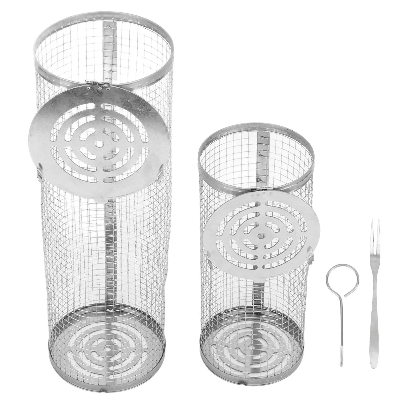 2023 Rolling Grilling Baskets Barbecue Grill Bbq Net Tube Stainless Steel Mesh Grilling Basket Cylinder for Outdoor
