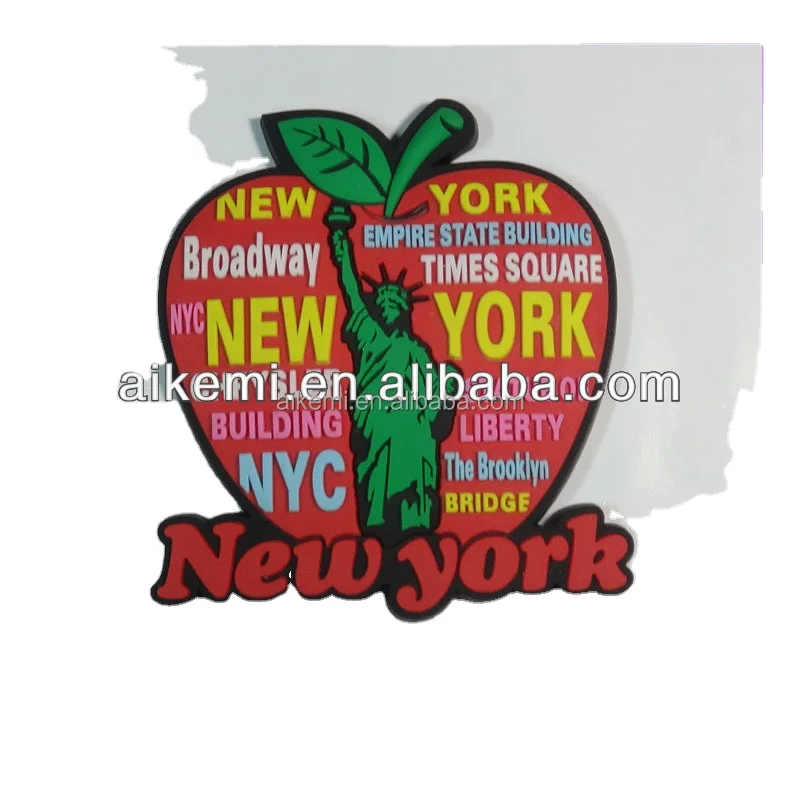New York City Name Souvenir Rubber Coated Magnet,2D/3D Custom Soft PVC Magnet,promotional Rubber 3D PVC Fridge Magnet