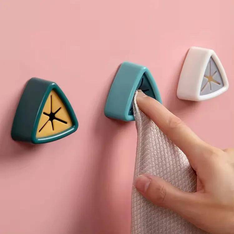 Hot Sale Self-Adhesive Push Towel Rack for Kitchen Bathroom Wall Hanger Non-Drilling Hooks Cutlery Grabber Convenient Storage