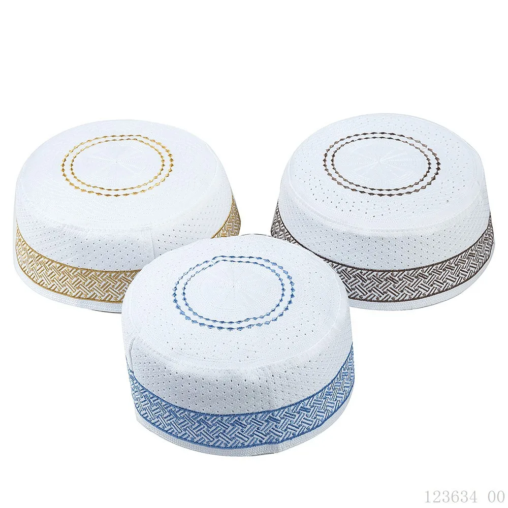 Embroidery Turkish Arabian Beanie Cap Sun Hat Eid Gift Men Muslim Prayer Kufi Hat Islamic Kufi Prayer Hat Headwear Cap