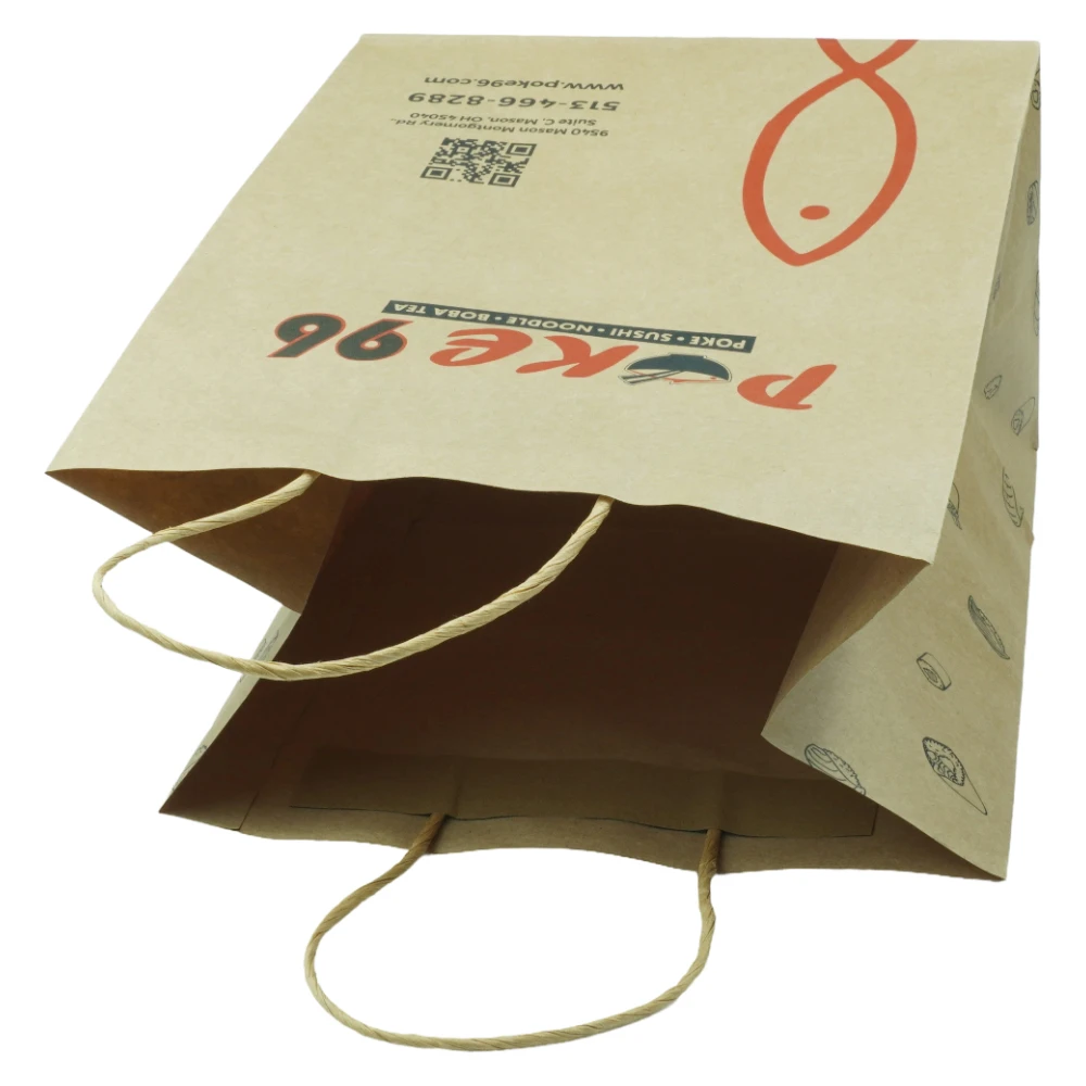Recycled Shopping Carrier Bag Twisted Handle Your Own Logo Nuts Kernels Packaging Brown Bag Kraft Paper Bags
