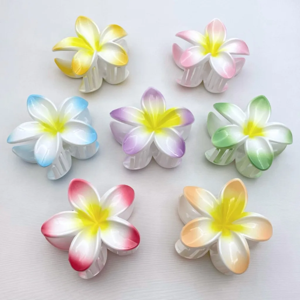 GEERDEN Bestseller Summer Beach Candy Color Hair Claw Clips 8cm Colorful Flower Sweet Hair Clip Accessories For Fashion Lady