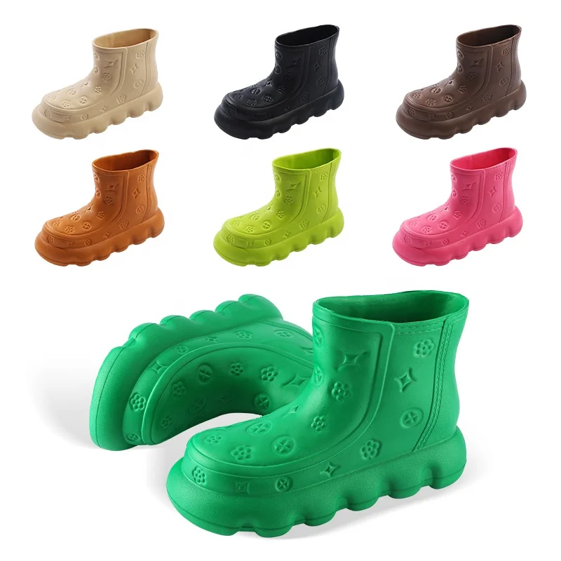 Женские резиновые ботильоны, Черные ботильоны на плоской подошве, в западном стиле, 2023