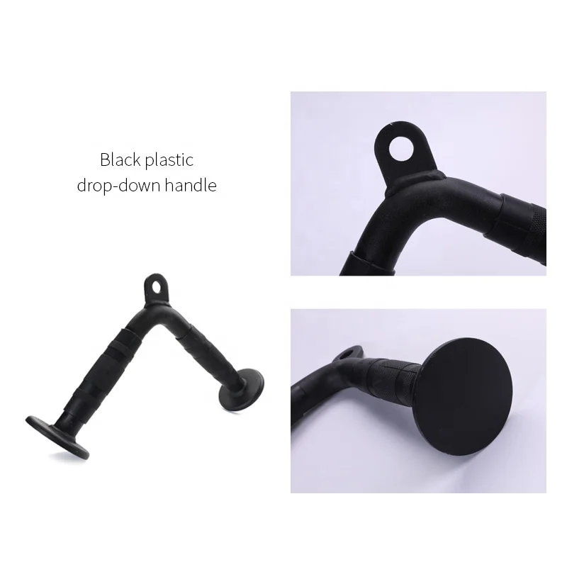 LS3023-1 Muscle Strength Training Triceps Exercise Black Rubber V Shape Bar Pull Down Handle