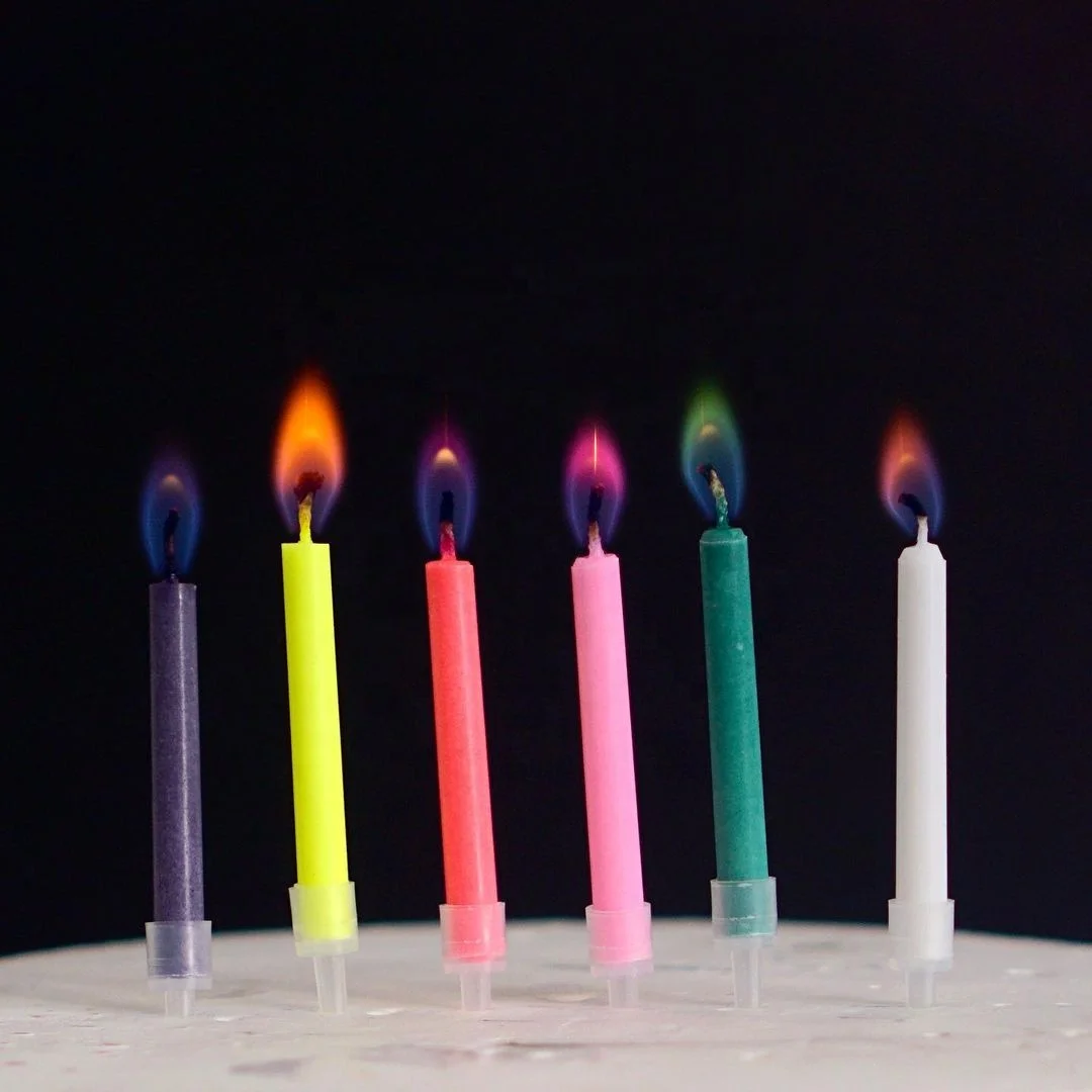 Custom Logo On-time Delivery Fantastic Six Multi Color Flame Candles Party Candle Birthday Candles