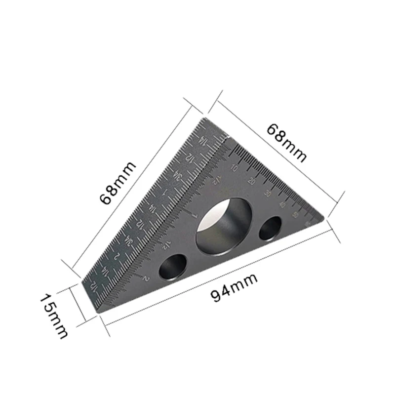 Right Angle Ruler Aluminum Alloy Pocket Square DIY Woodworking Triangle Ruler Height Measuring Gauging Woodworking Tool