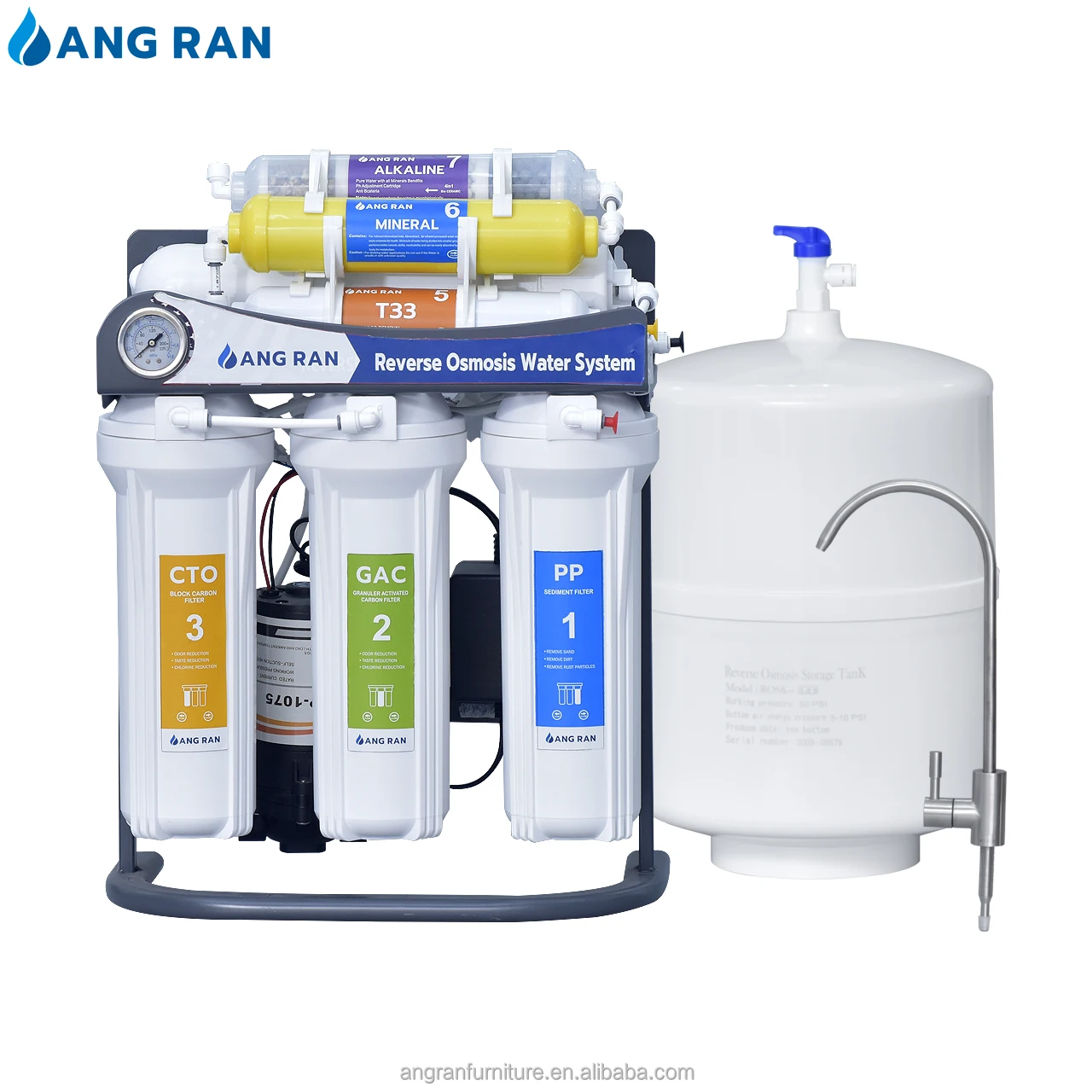 7 stages  household RO water purifier reverse osmosis water filter system