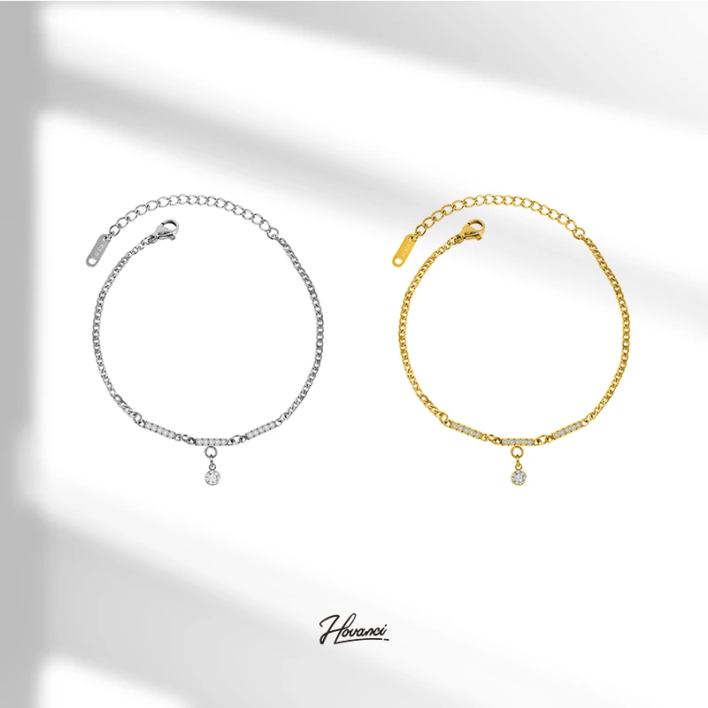 HOVANCI Bulk Fashion Jewelry Bracelets & Bangles 18k Gold Plated Chain Bracelet Tarnish Free Stainless Steel Jewelry