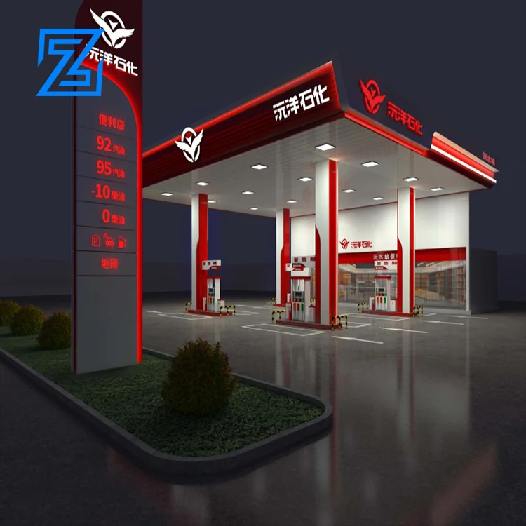 Factory made gas station roof durable modularization canopy gas station design shell gas fuel petrol station canopy