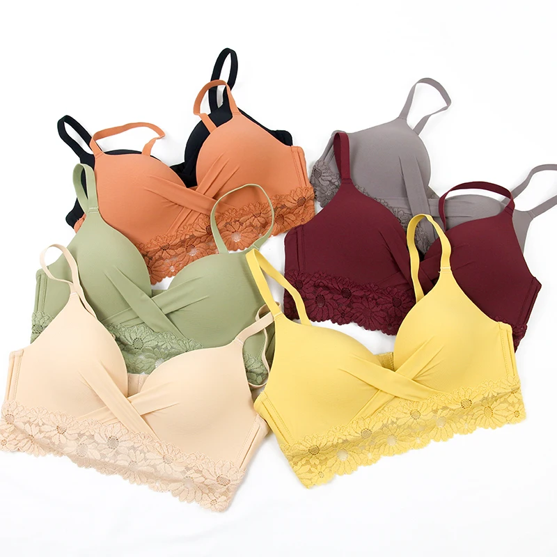 Factory China Sexy Ladies Colorful Hot Girls Photo Sexy Women Push-up Seamless Bra