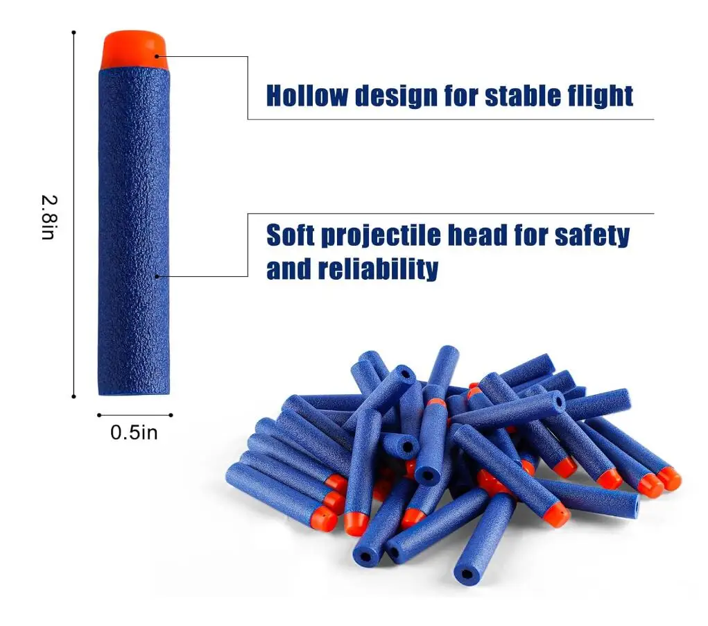 300PCS/pack blue color Refill Darts soft eva Foam Bullets Pack for kids Party Favors
