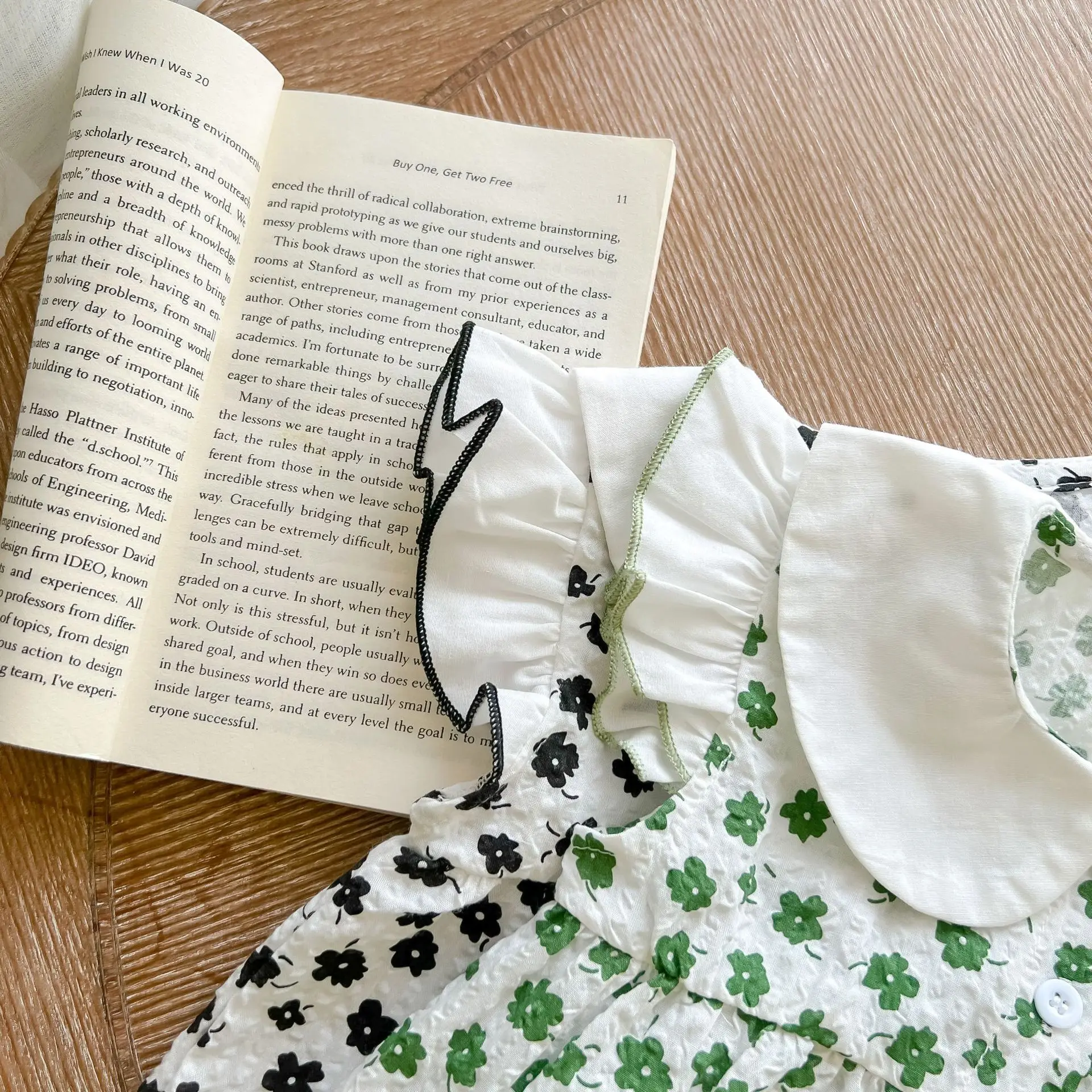 3 Pcs Baby Clothes Set with Bonnet Seersucker Baby Dress Floral 100% Cotton Peter Pan Top & Shorts Set Boutique Baby Clothes Set