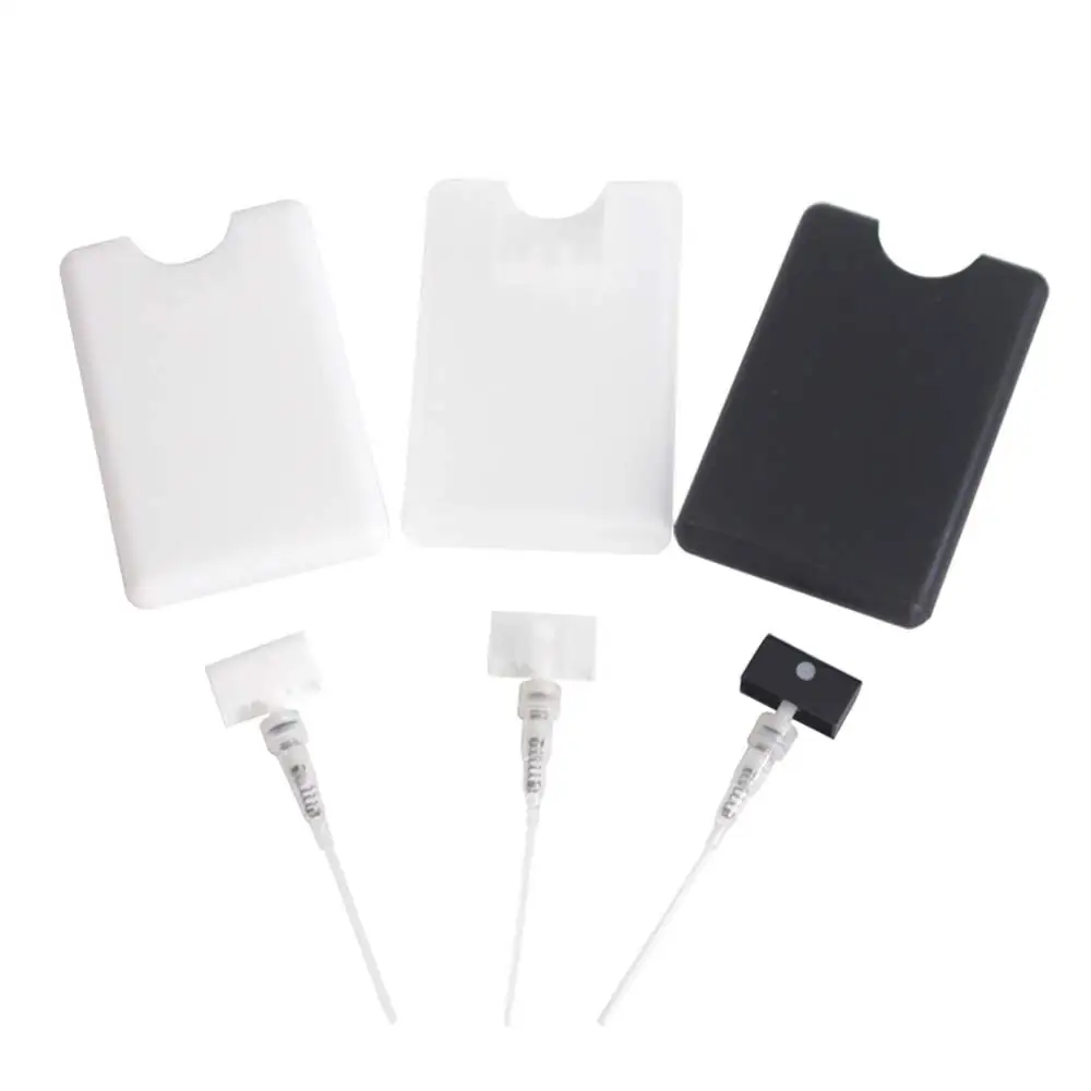 Pocket 20ml PP credit card hand sanitizer spray bottle empty credit card perfume bottle with spray cap