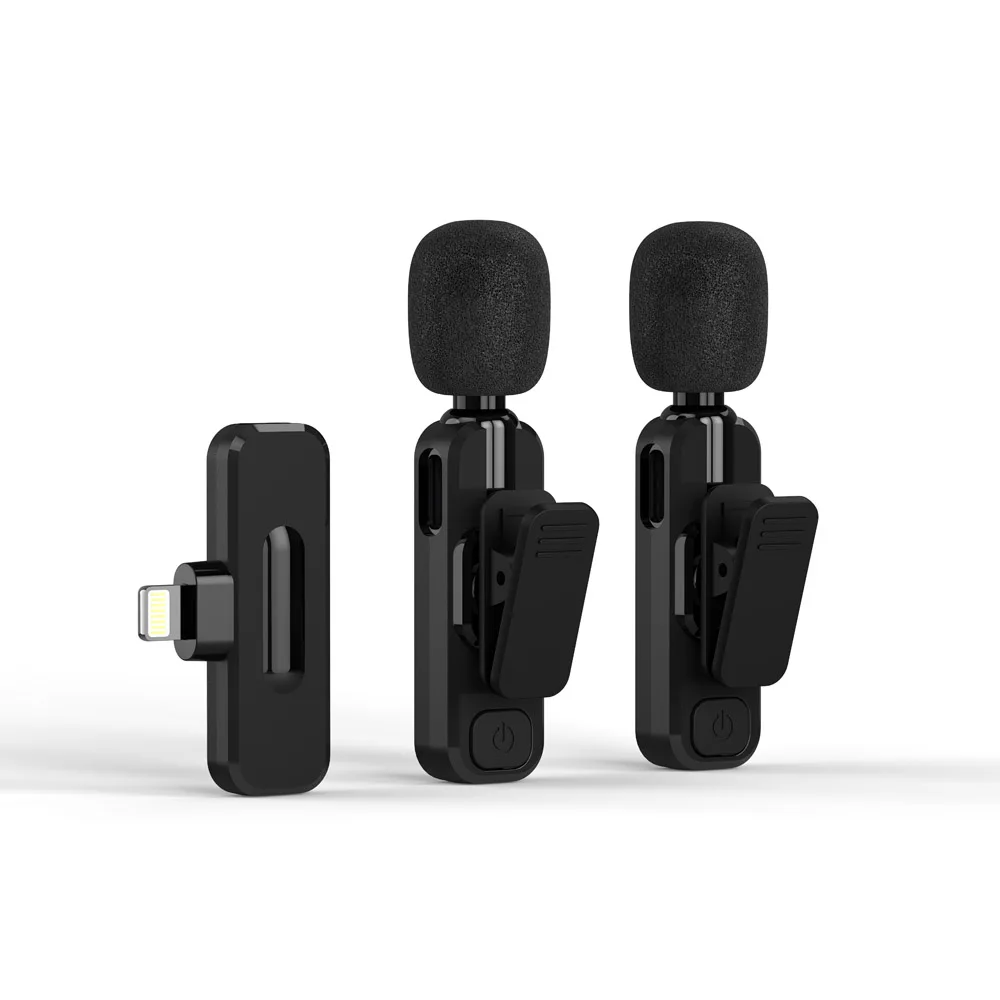 Portable Wireless USB Mic 1 Drag 2 Handheld Lavalier Microphone with LED Display for Teaching Interview Vlogging Podcast Phones