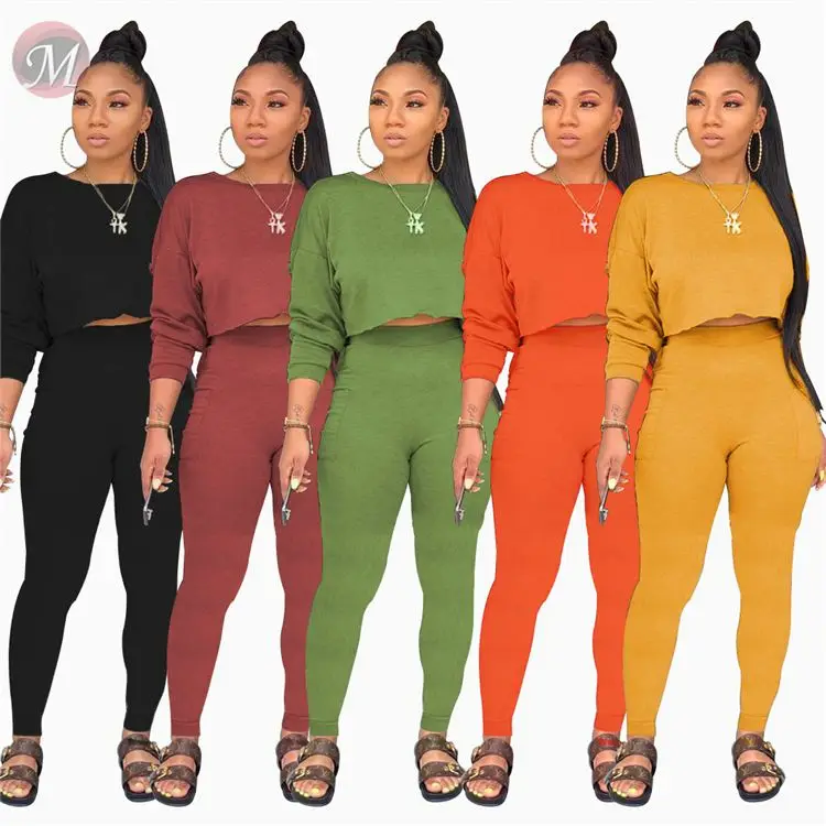 
9082725 good quality candy color long sleeve 2 piece set women two piece set women clothing  (62280273904)