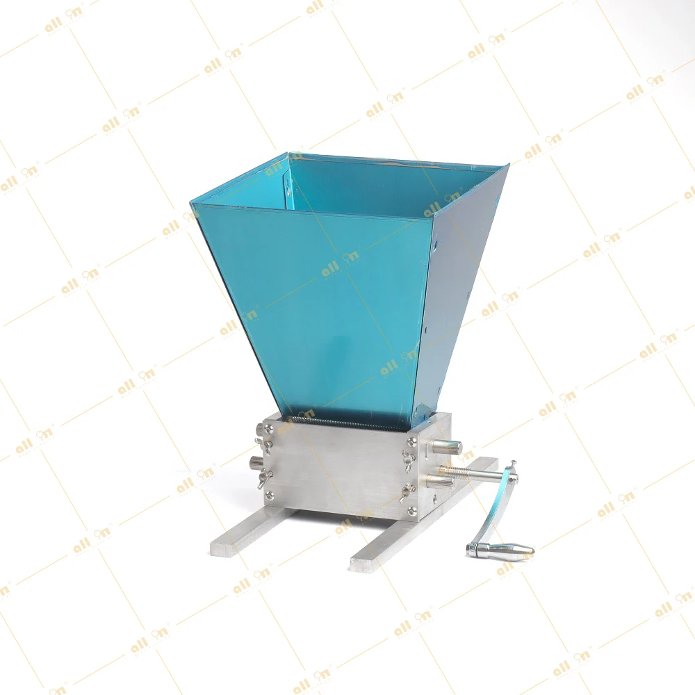 ALLIN 304 Stainless Steel Homebrew Adjustable Manual 3 Roller Malt Mill Barley Crusher Grain Grinder with ALU Wooden Base
