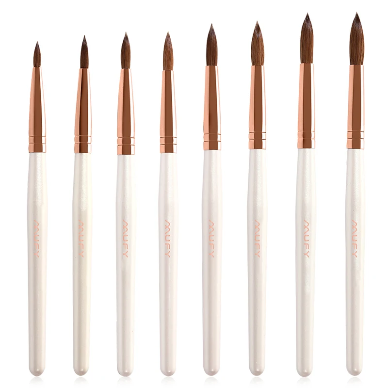 Акриловая щетка с белой деревянной ручкой от производителя лучшего качества оптовая продажа кисть Kolinsky соболиной для дизайна