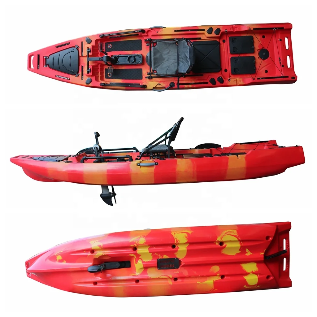 Customize Single Seat Engine Powered Fishing Pedal Drive Kayaks/canoe with Motor Hot Selling Cheapest 3.8M Ningbo ORCA 3 Years