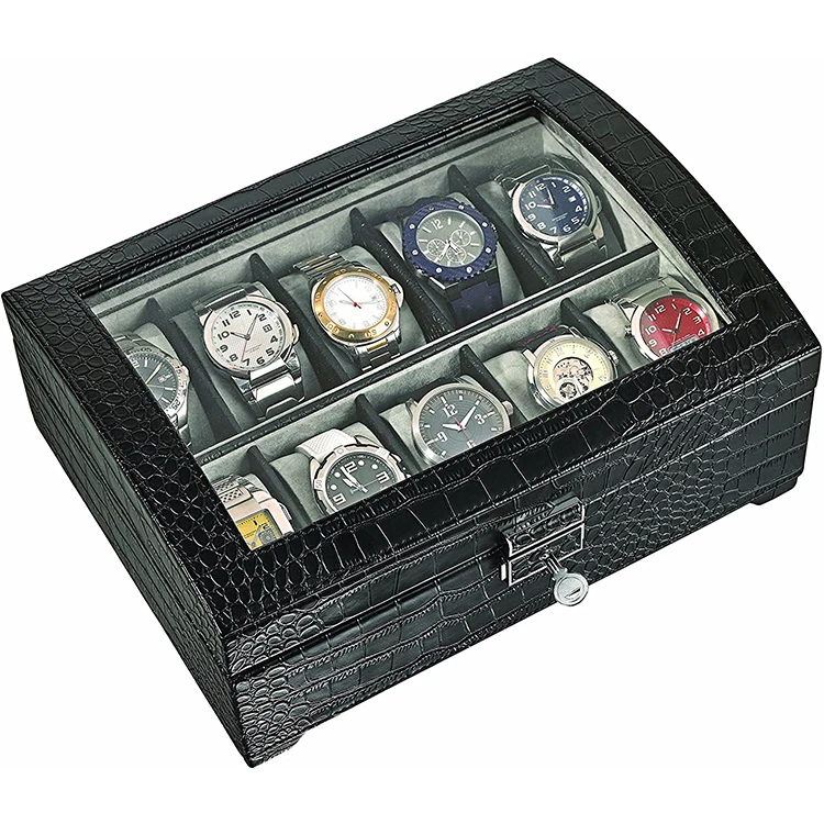 
High quality Luxury Crocodile leather 10 Slots Watch Case for Men Watch Storage Boxes 