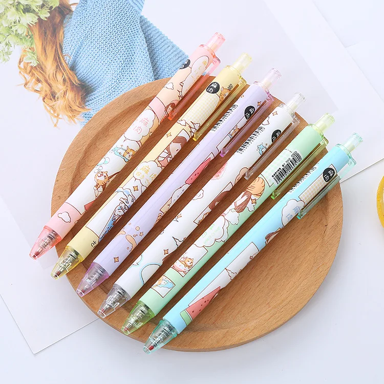 Plastic Cartoon Kawaii Ball Point Pens Wholesale Custom Printed Cute Ballpoint Pen For School