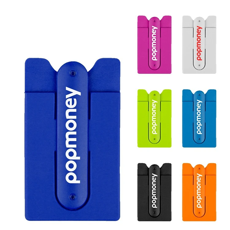 Custom Printed Logo 3M Sticker Silicone Mobile Phone Card Holder Wallet Adhesive Cell Phone Card Holder for Phone Back