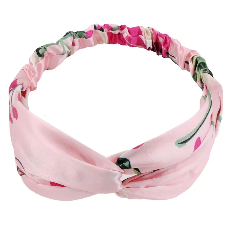 wholesale Hot Sale Silk Satin Knot Elastic Hair Band Vintage Cross Hair Accessories Bohemian Headband For Women And Girl