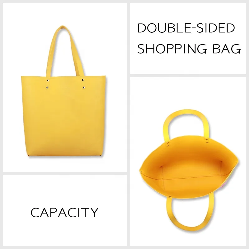 Wholesale Richanvol Brand Handbags Custom Logo Double Sided Designer Bags Fashion Beach Tote Bag for Women Daily PU Leather Open