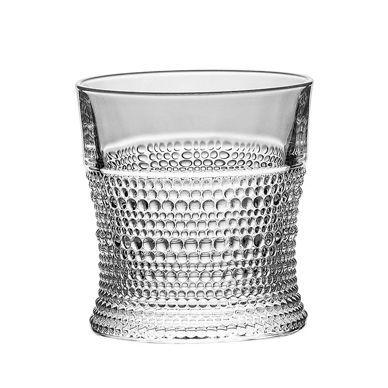 300ml European Custom Lead Free Crystal rock snifter Whiskey Embossed Glasses for Bar Party